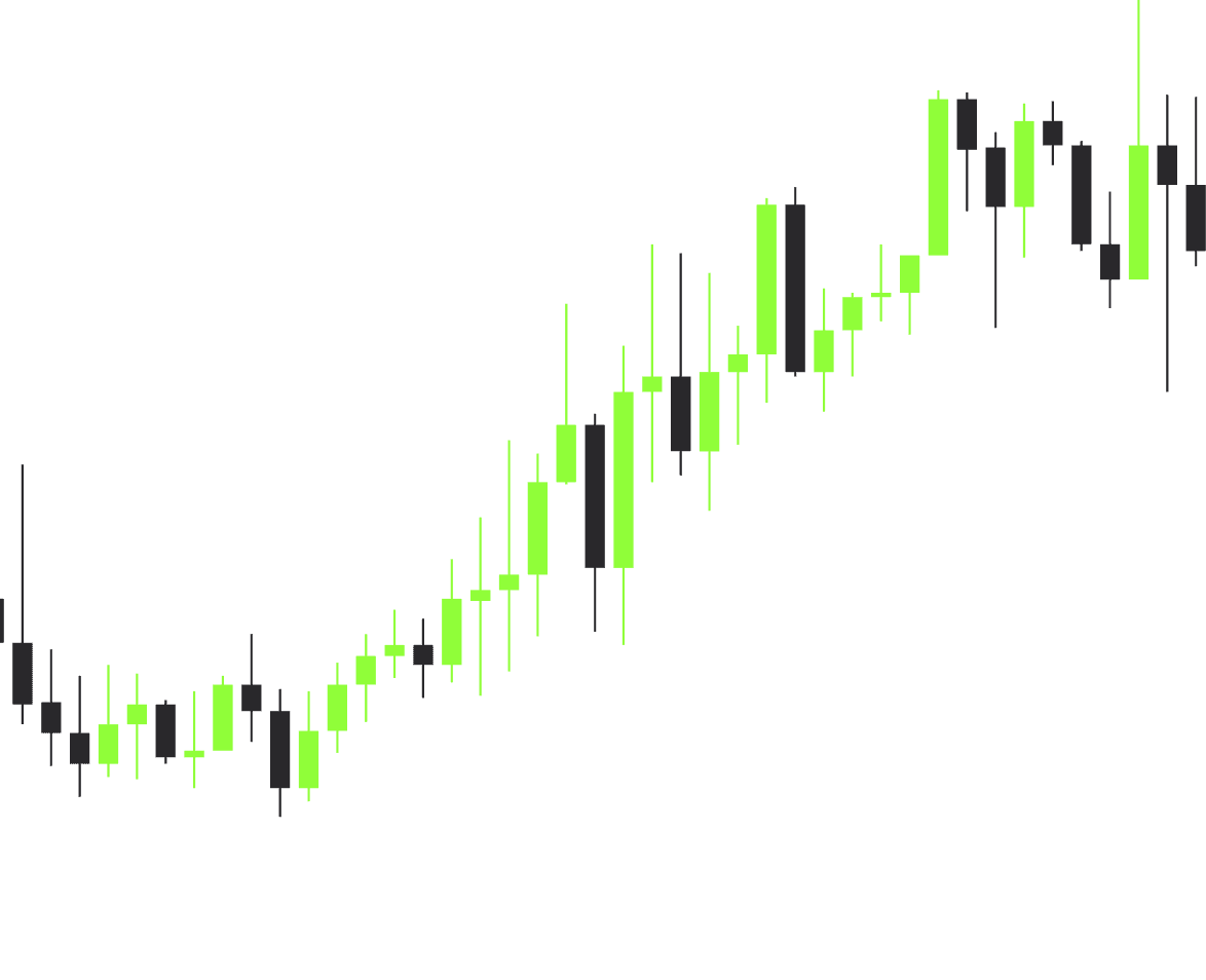 Cryptocurrency price chart with candlestick patterns